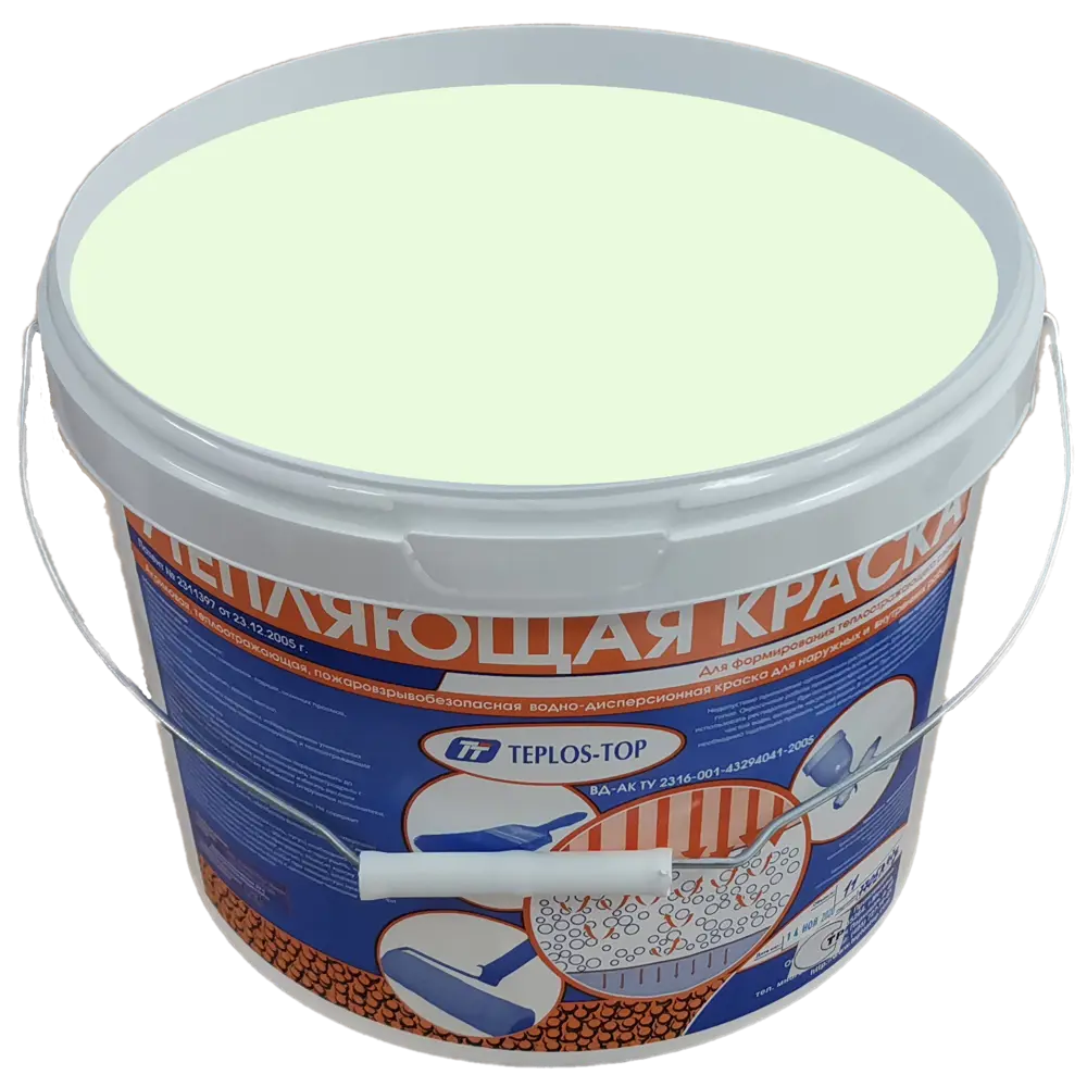 Фото 2 Краска утепляющая водно-дисперсионная Teplos-Top универсальная цвет NCS S 0515-G20Y 11 л Фото 2 Краска утепляющая водно-дисперсионная Teplos-Top универсальная цвет NCS S 0515-G20Y 11 л