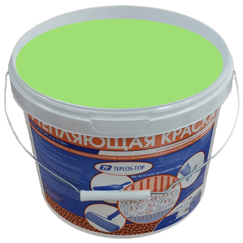 Фото 2 Краска утепляющая водно-дисперсионная Teplos-Top универсальная цвет NCS S 0560-G20Y 11 л Фото 2 Краска утепляющая водно-дисперсионная Teplos-Top универсальная цвет NCS S 0560-G20Y 11 л