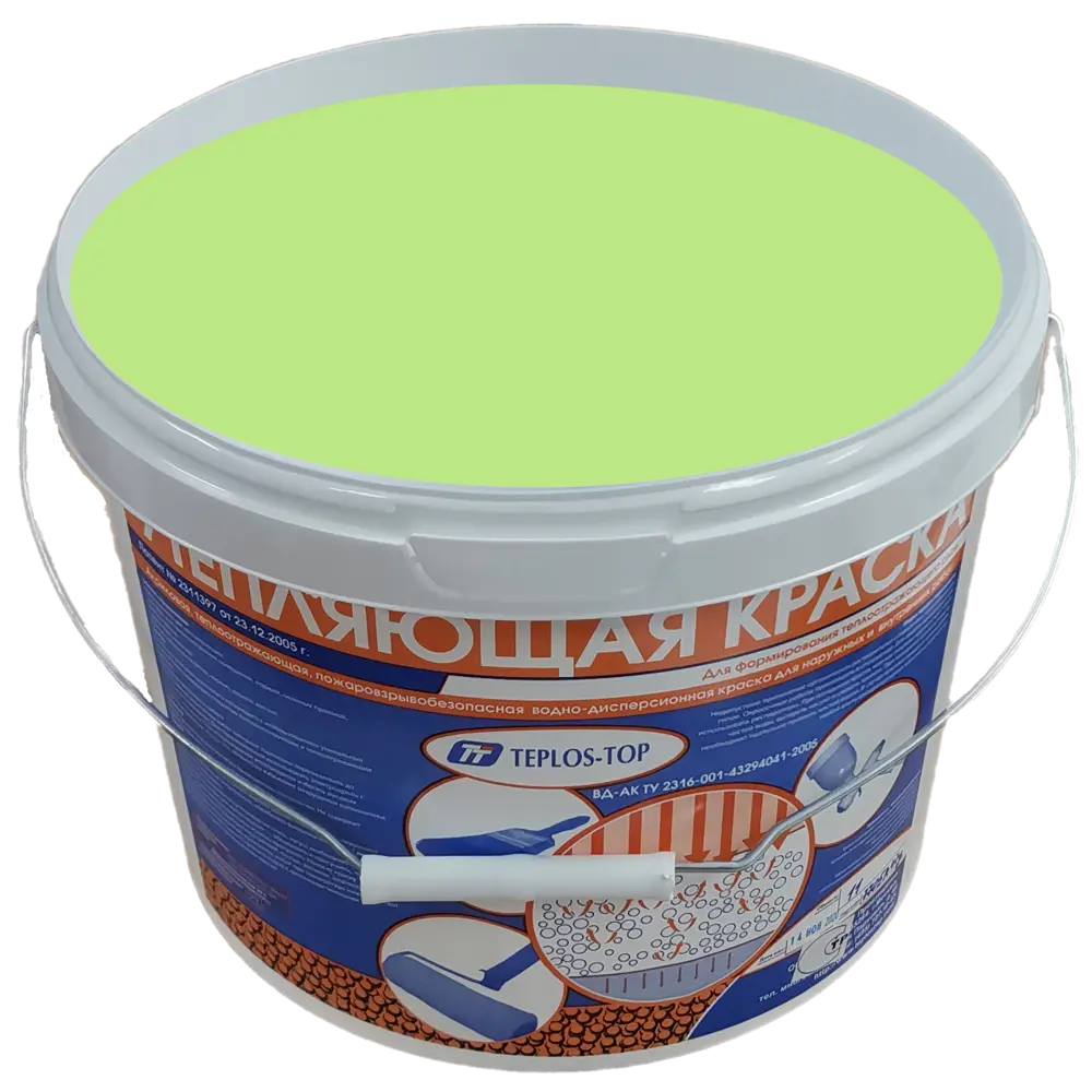 Фото 2 Краска утепляющая водно-дисперсионная Teplos-Top универсальная цвет NCS S 1040-G30Y 11 л Фото 2 Краска утепляющая водно-дисперсионная Teplos-Top универсальная цвет NCS S 1040-G30Y 11 л