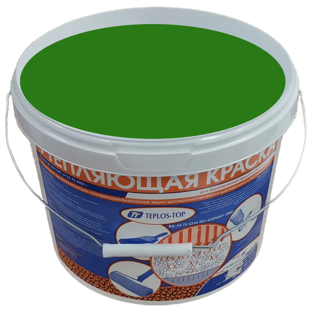 Фото 2 Краска утепляющая водно-дисперсионная Teplos-Top универсальная цвет NCS S 4040-G30Y 11 л Фото 2 Краска утепляющая водно-дисперсионная Teplos-Top универсальная цвет NCS S 4040-G30Y 11 л