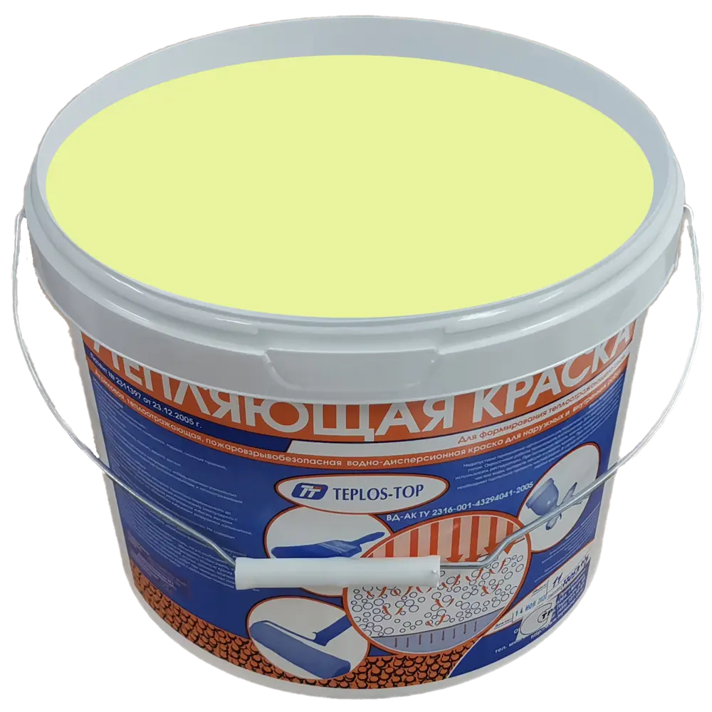 Фото 2 Краска утепляющая водно-дисперсионная Teplos-Top универсальная цвет NCS S 0540-G50Y 11 л Фото 2 Краска утепляющая водно-дисперсионная Teplos-Top универсальная цвет NCS S 0540-G50Y 11 л