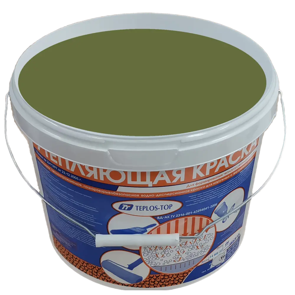 Фото 2 Краска утепляющая водно-дисперсионная Teplos-Top универсальная цвет NCS S 5020-G50Y 11 л Фото 2 Краска утепляющая водно-дисперсионная Teplos-Top универсальная цвет NCS S 5020-G50Y 11 л