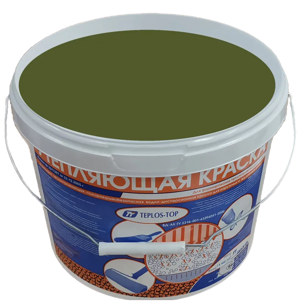 Фото 2 Краска утепляющая водно-дисперсионная Teplos-Top универсальная цвет NCS S 6020-G50Y 11 л Фото 2 Краска утепляющая водно-дисперсионная Teplos-Top универсальная цвет NCS S 6020-G50Y 11 л