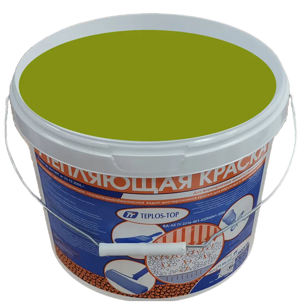 Фото 2 Краска утепляющая водно-дисперсионная Teplos-Top универсальная цвет NCS S 3050-G60Y 11 л Фото 2 Краска утепляющая водно-дисперсионная Teplos-Top универсальная цвет NCS S 3050-G60Y 11 л