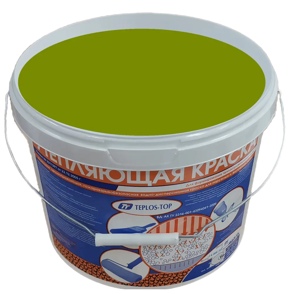 Фото 2 Краска утепляющая водно-дисперсионная Teplos-Top универсальная цвет NCS S 3065-G60Y 11 л Фото 2 Краска утепляющая водно-дисперсионная Teplos-Top универсальная цвет NCS S 3065-G60Y 11 л
