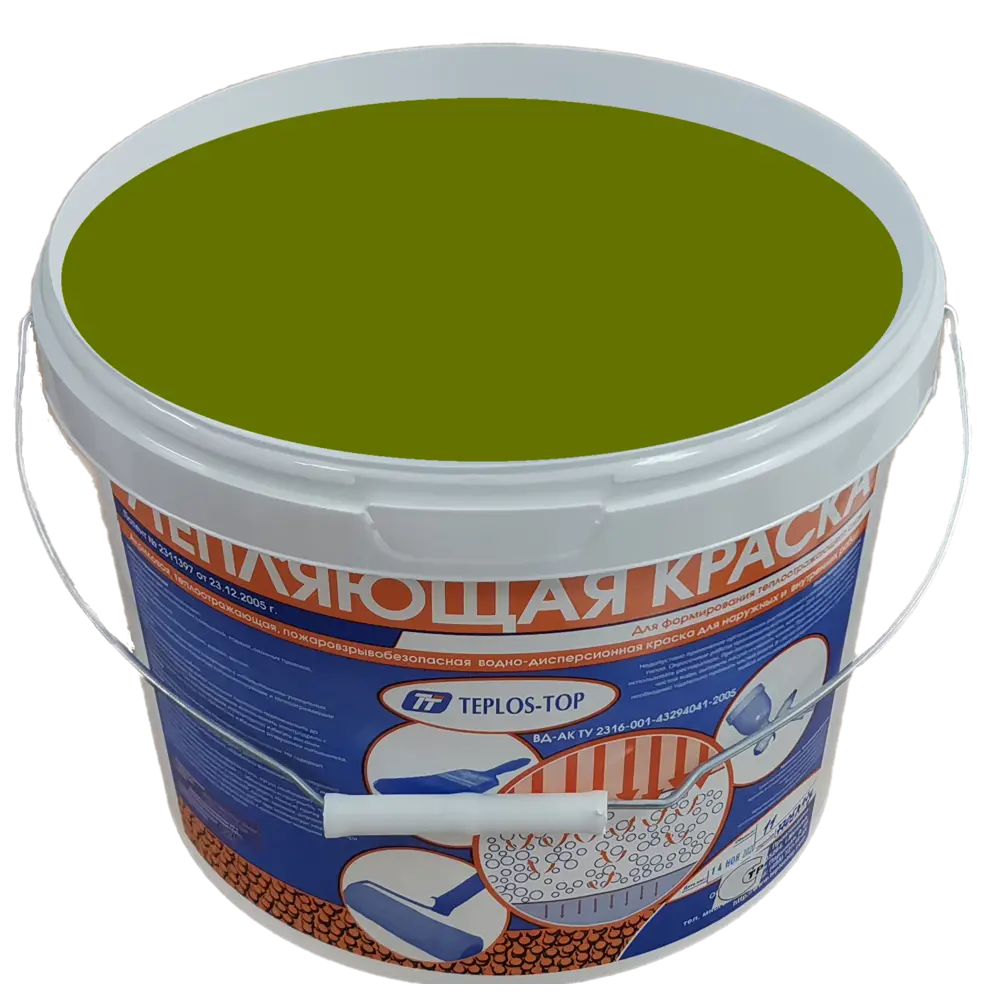 Фото 2 Краска утепляющая водно-дисперсионная Teplos-Top универсальная цвет NCS S 4550-G60Y 11 л Фото 2 Краска утепляющая водно-дисперсионная Teplos-Top универсальная цвет NCS S 4550-G60Y 11 л
