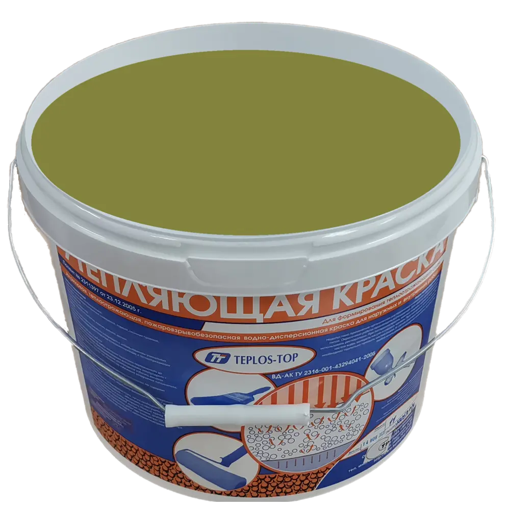 Фото 2 Краска утепляющая водно-дисперсионная Teplos-Top универсальная цвет NCS S 4030-G70Y 11 л Фото 2 Краска утепляющая водно-дисперсионная Teplos-Top универсальная цвет NCS S 4030-G70Y 11 л