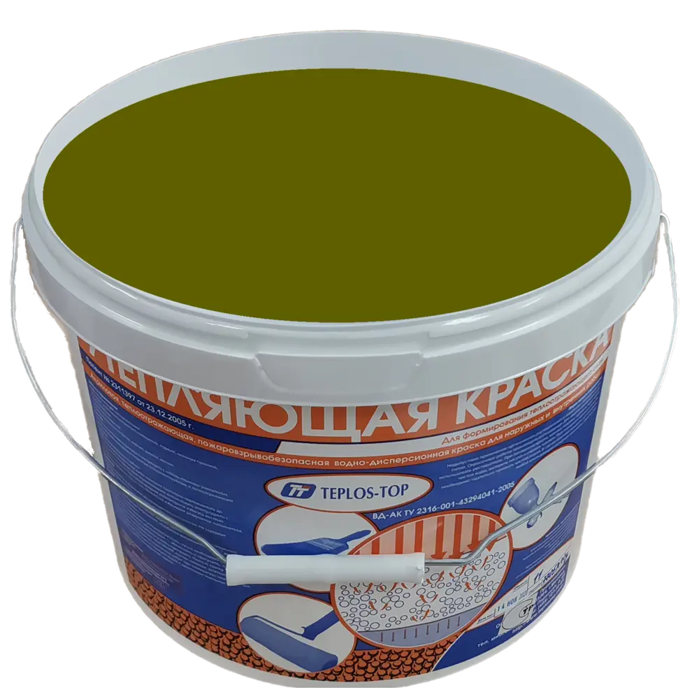 Фото 2 Краска утепляющая водно-дисперсионная Teplos-Top универсальная цвет NCS S 5040-G70Y 11 л Фото 2 Краска утепляющая водно-дисперсионная Teplos-Top универсальная цвет NCS S 5040-G70Y 11 л