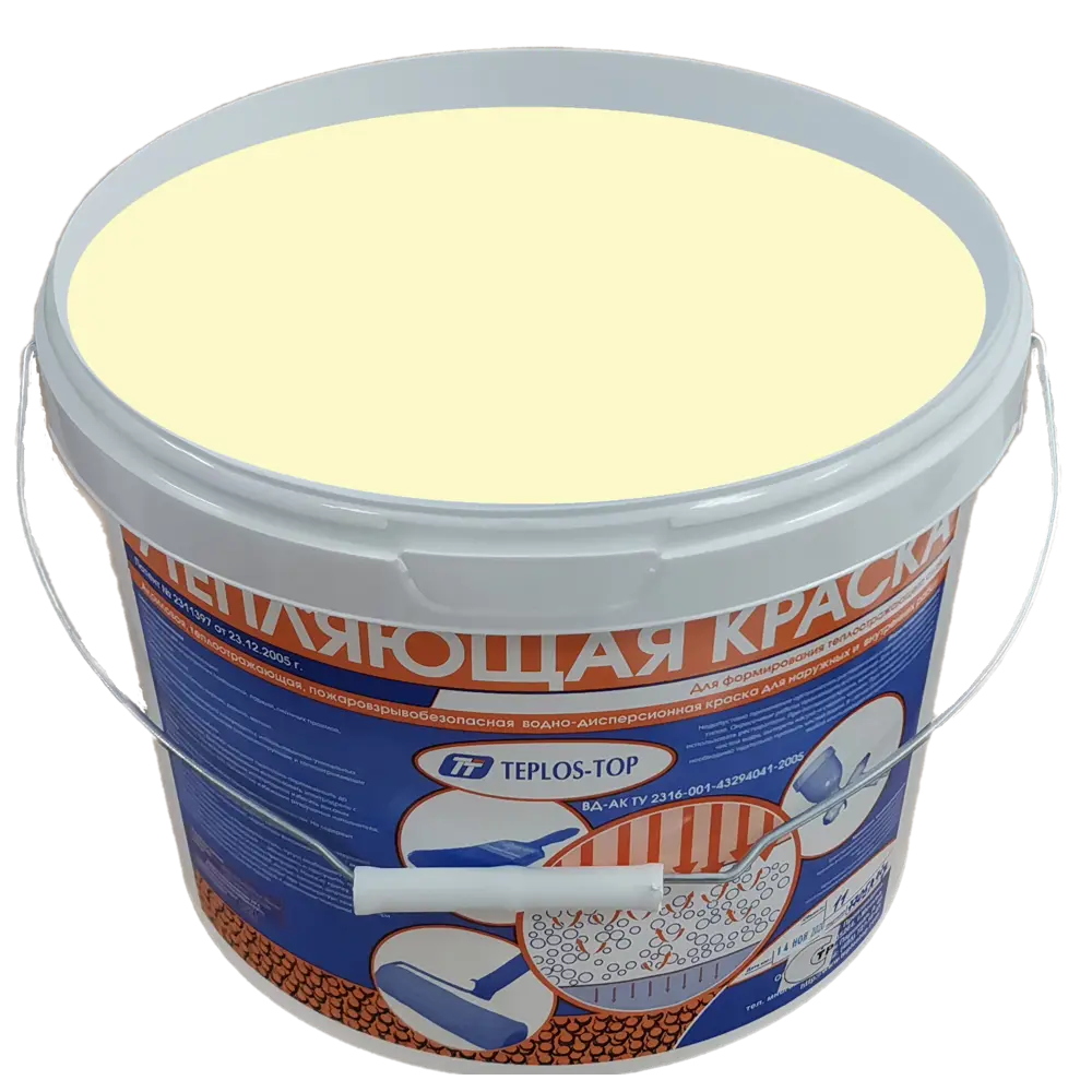 Фото 2 Краска утепляющая водно-дисперсионная Teplos-Top универсальная цвет NCS S 0520-G80Y 11 л Фото 2 Краска утепляющая водно-дисперсионная Teplos-Top универсальная цвет NCS S 0520-G80Y 11 л