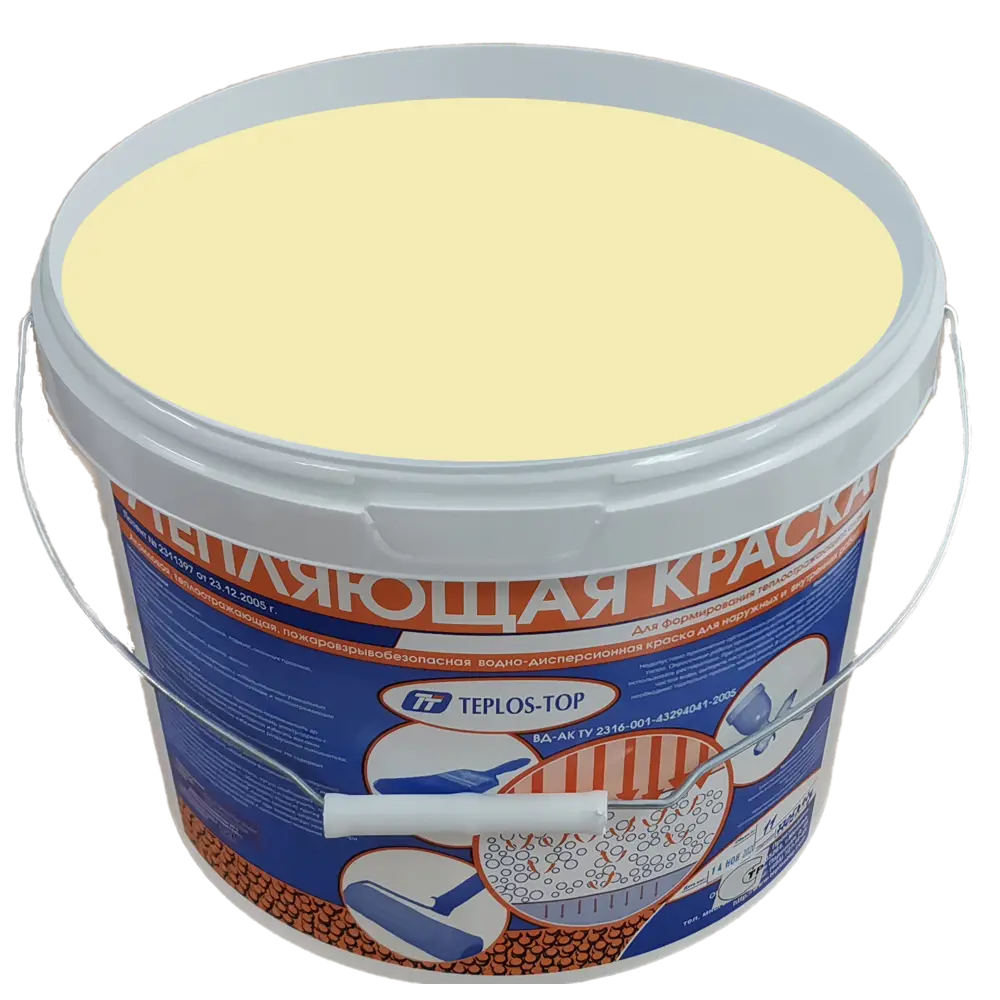 Фото 2 Краска утепляющая водно-дисперсионная Teplos-Top универсальная цвет NCS S 1010-G90Y 11 л Фото 2 Краска утепляющая водно-дисперсионная Teplos-Top универсальная цвет NCS S 1010-G90Y 11 л
