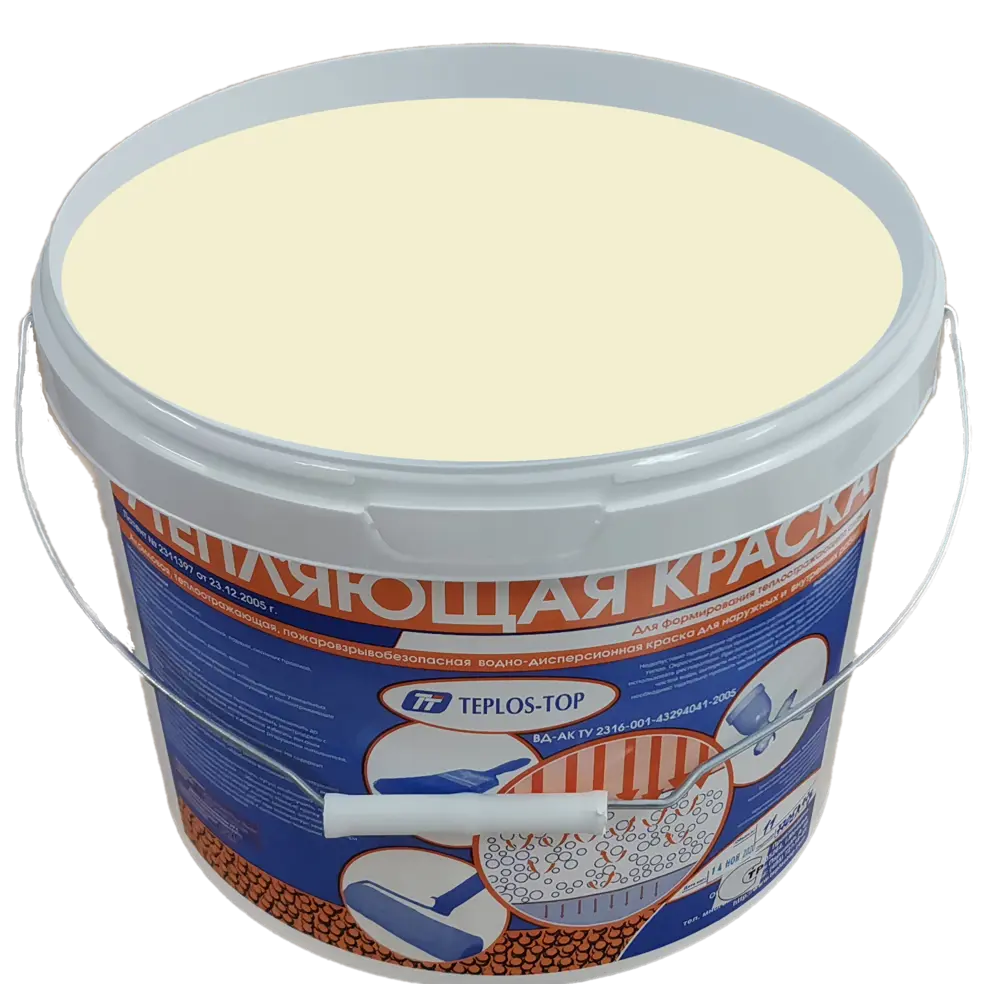 Фото 2 Краска утепляющая водно-дисперсионная Teplos-Top универсальная цвет NCS S 1005-G90Y 11 л Фото 2 Краска утепляющая водно-дисперсионная Teplos-Top универсальная цвет NCS S 1005-G90Y 11 л