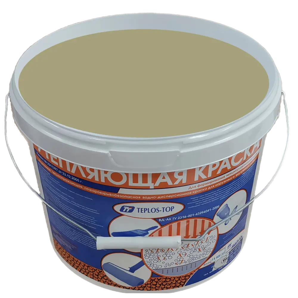 Фото 2 Краска утепляющая водно-дисперсионная Teplos-Top универсальная цвет NCS S 3010-G90Y 11 л Фото 2 Краска утепляющая водно-дисперсионная Teplos-Top универсальная цвет NCS S 3010-G90Y 11 л