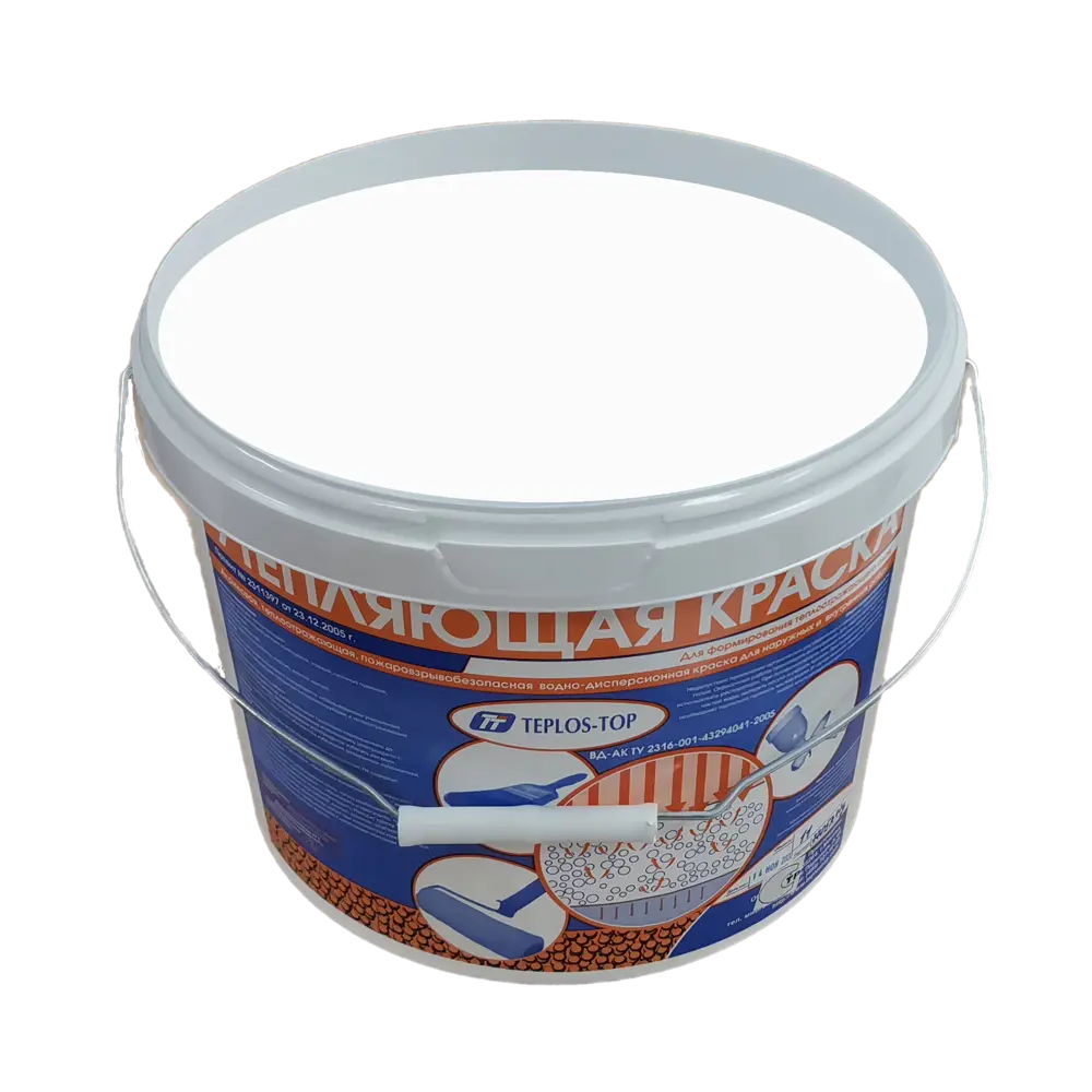 Фото 2 Краска утепляющая водно-дисперсионная Teplos-Top универсальная цвет База 00 NCS-1950 11 л Фото 2 Краска утепляющая водно-дисперсионная Teplos-Top универсальная цвет База 00 NCS-1950 11 л