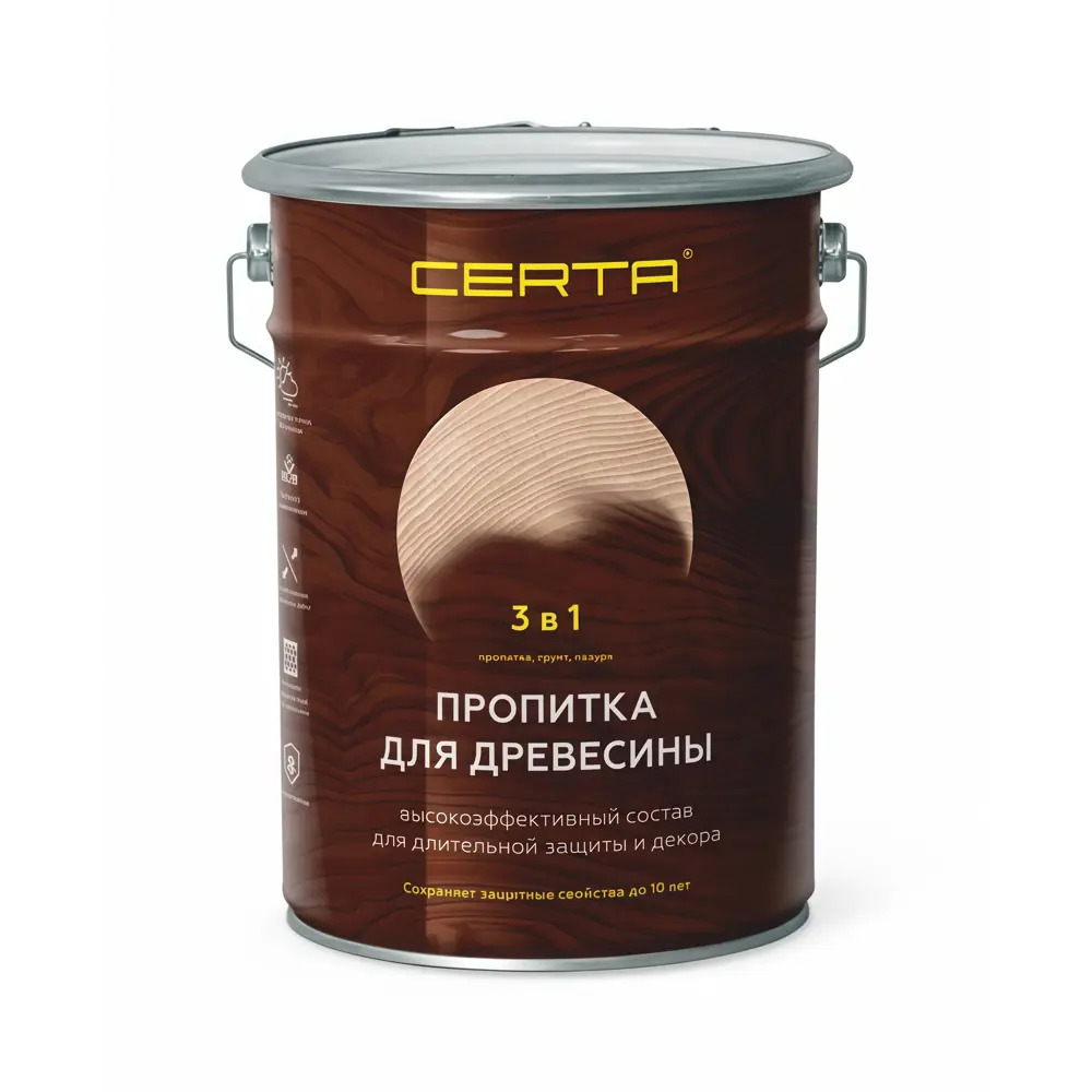 Фото Защитно-декоративный антисептик для дерева Certa 3 в 1 темно-серый 5.5л