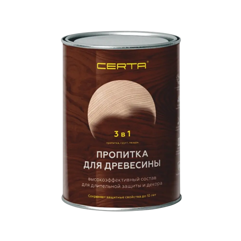 Фото Защитно-декоративный антисептик для дерева Certa 3 в 1 темно-серый 0.9л