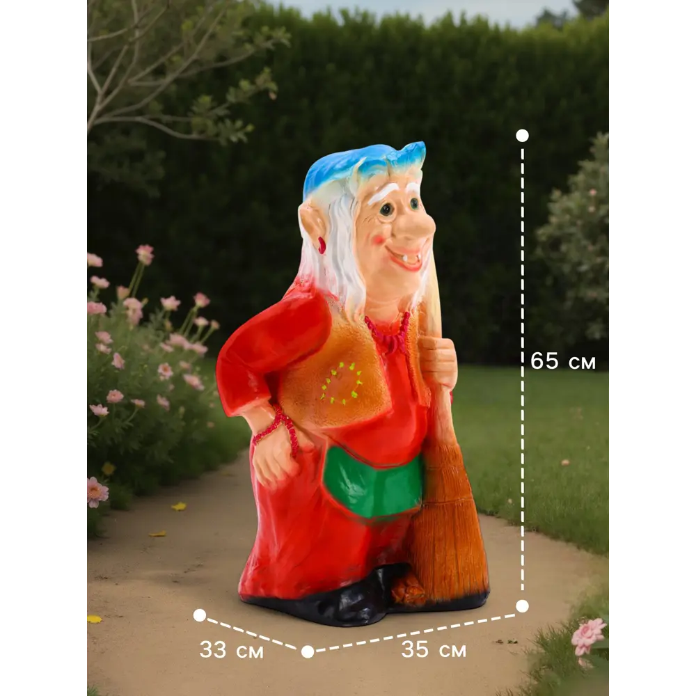 Фото 2 Фигура садовая Бабка-ежка Хорошие сувениры гипс 65 x 35 см