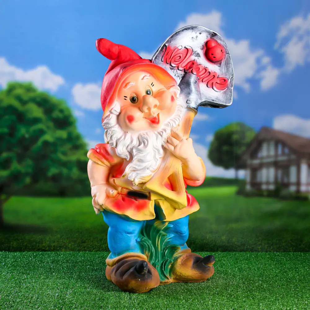 Фото 3 Фигура садовая Гном с лопатой велком Хорошие сувениры гипс 70 x 31 см