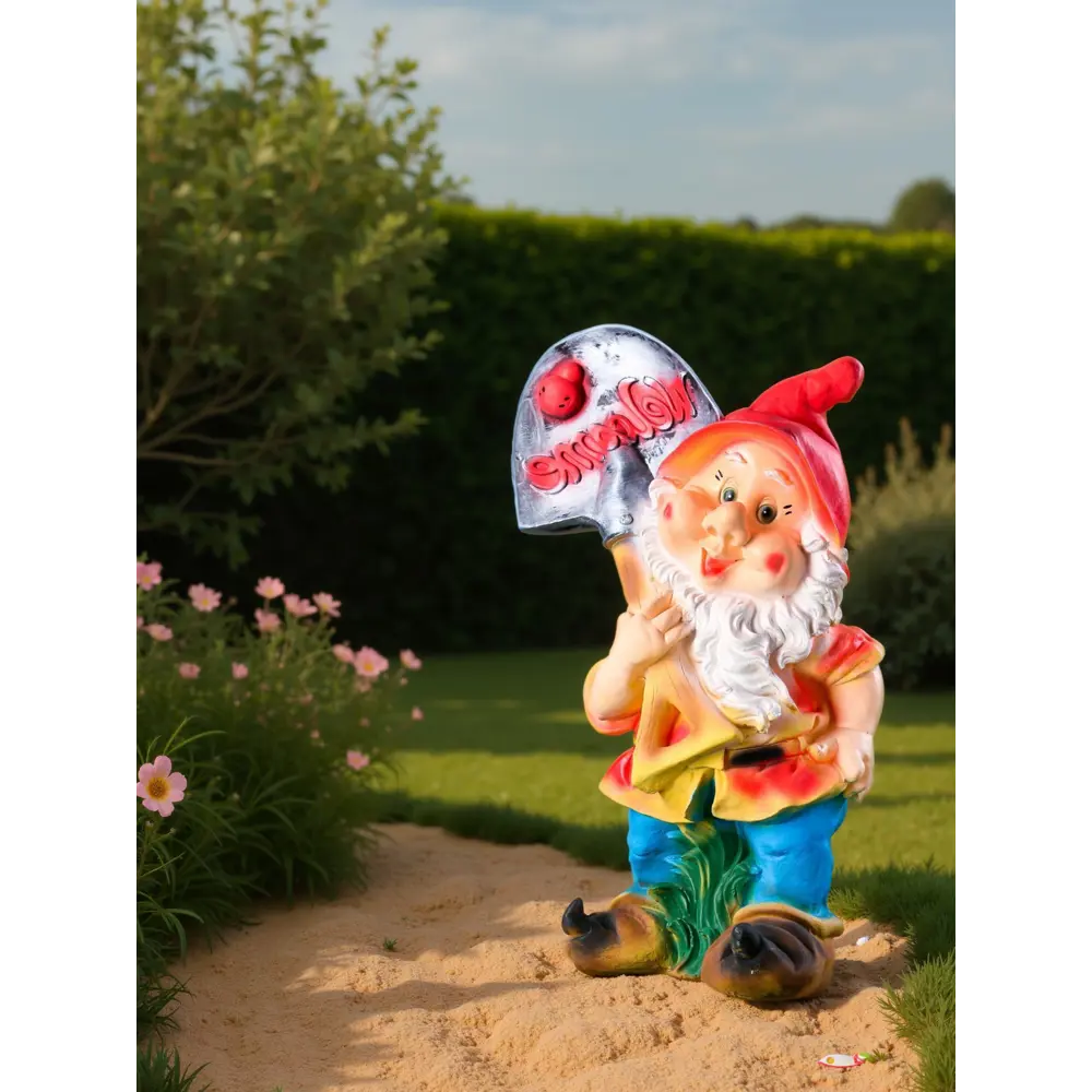 Фото 8 Фигура садовая Гном с лопатой велком Хорошие сувениры гипс 70 x 31 см