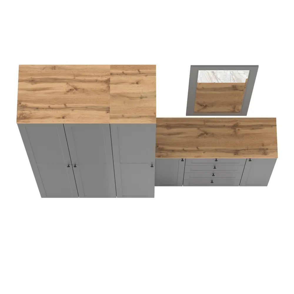 Фото 13 Комплект мебели для прихожей Mobi Остин пр-38-гз 240x230x54 см ЛДСП цвет серый графит/дуб крафт золотой