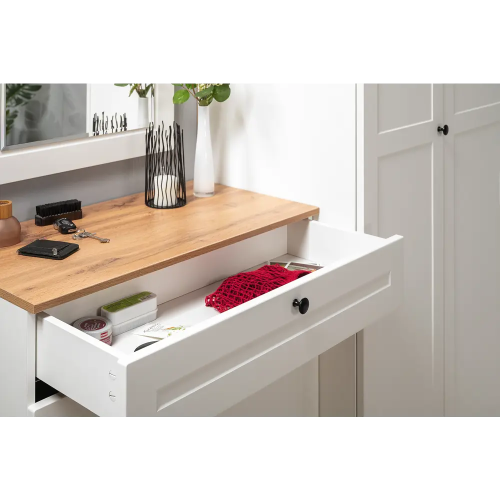 Фото 11 Комплект мебели для прихожей Mobi Остин пр-41-бз 200x230x54 см ЛДСП цвет белый шагрень/дуб крафт золотой