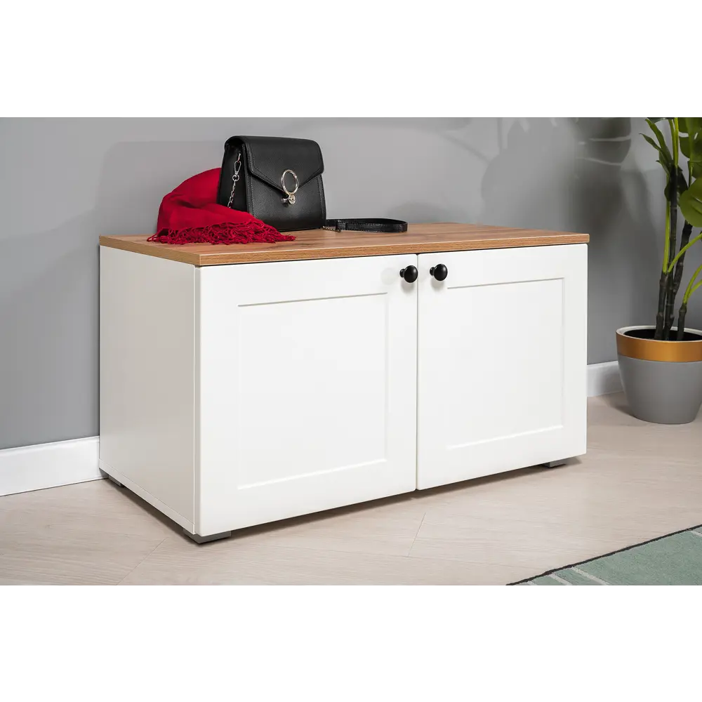 Фото 11 Комплект мебели для прихожей Mobi Остин пр-47-бз 320x230x54 см ЛДСП цвет белый шагрень/дуб крафт золотой