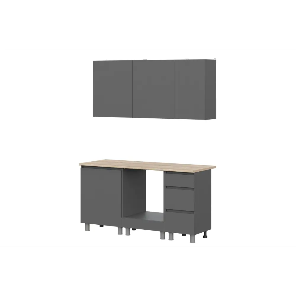 Фото 3 Кухня Денвер Арника 00-00263005а 160x217x60 см ЛДСП цвет графит Фото 3 Кухня Денвер Арника 00-00263005а 160x217x60 см ЛДСП цвет графит