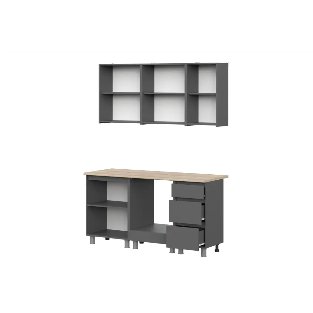 Фото 2 Кухня Денвер Арника 00-00263005а 160x217x60 см ЛДСП цвет графит Фото 2 Кухня Денвер Арника 00-00263005а 160x217x60 см ЛДСП цвет графит