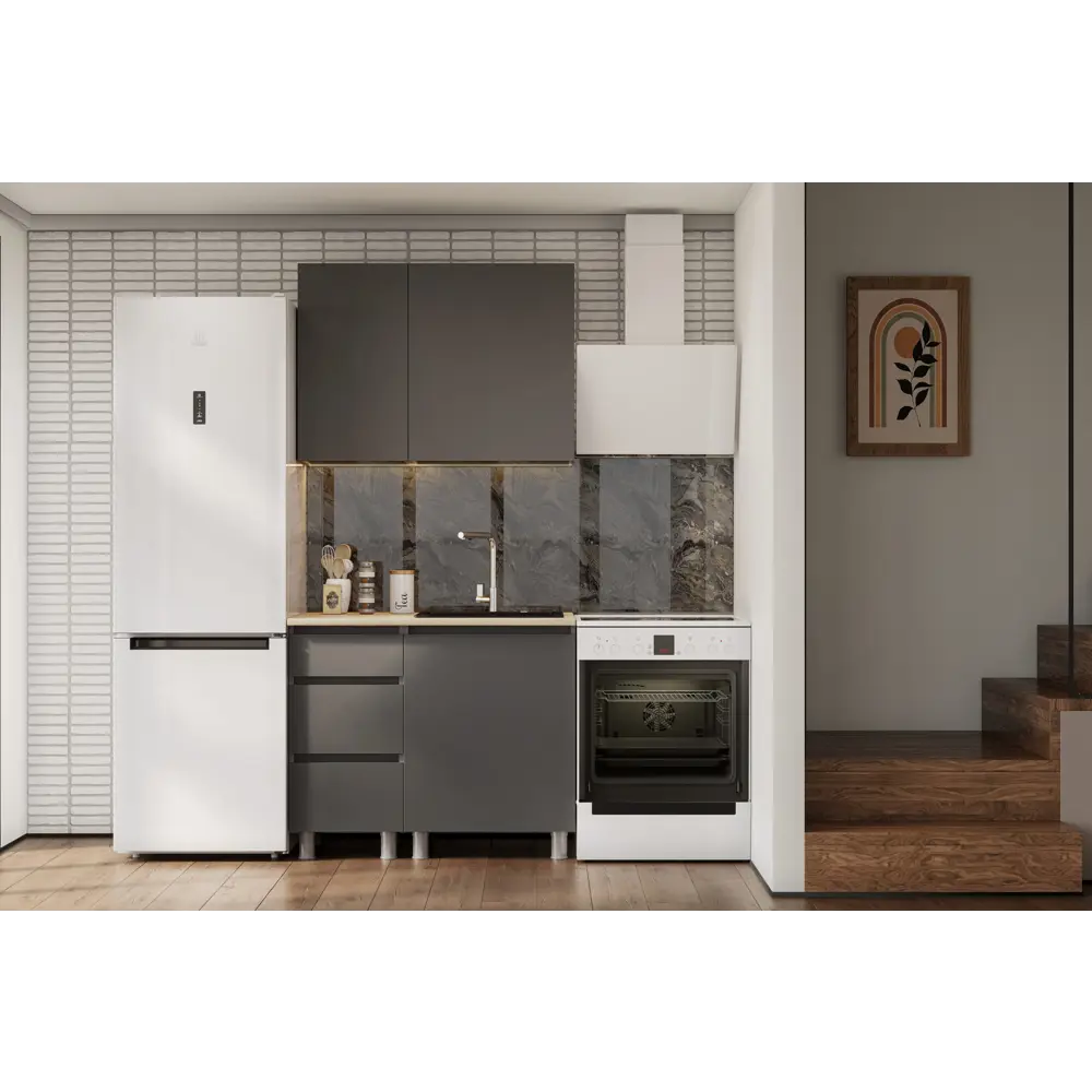 Фото Кухня Денвер Арника 00-00263004а 140x217x60 см ЛДСП цвет графит Фото Кухня Денвер Арника 00-00263004а 140x217x60 см ЛДСП цвет графит