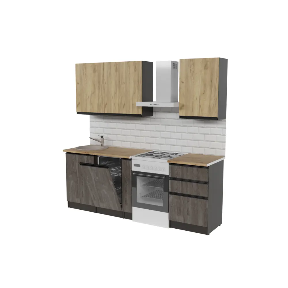 Фото 2 Кухонный гарнитур Стандарт/адажио Герда Адажио стандарт 160x212x60 см ЛДСП цвет бетон графит Фото 2 Кухонный гарнитур Стандарт/адажио Герда Адажио стандарт 160x212x60 см ЛДСП цвет бетон графит