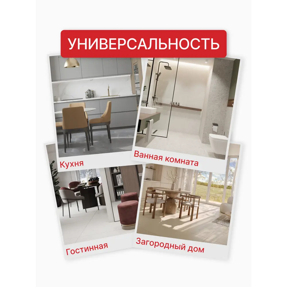 Фото 4 Керамогранит Lb ceramics Гроза 100018 60x60см цвет серый