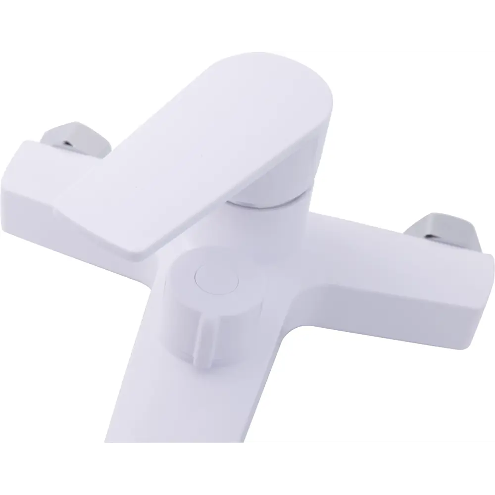 Фото 4 Смеситель для ванны однорычажный с лейкой и шлангом цвет белый