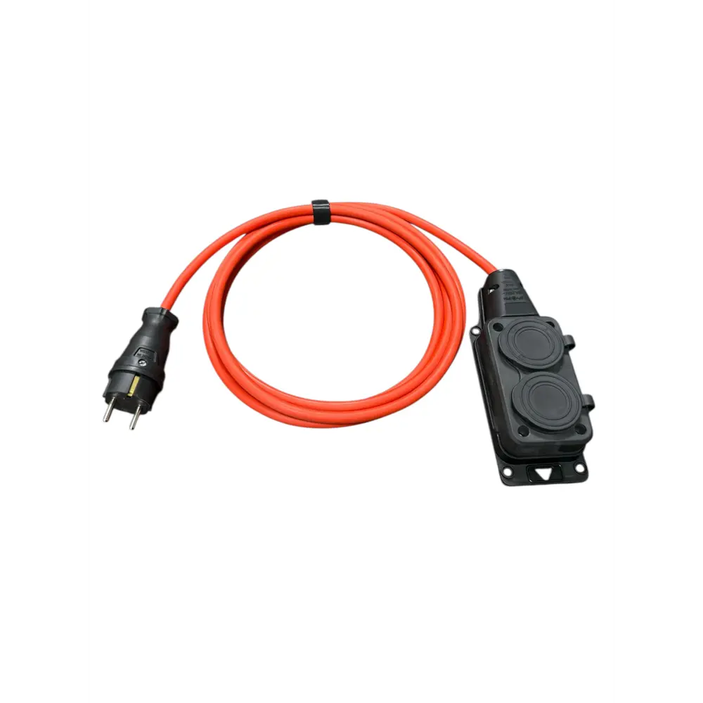 Фото Удлинитель-шнур Itok i-CONNECT-COLOR-SU-KG-325-2-54-50-BLACK-OR 3x2.5 50 м 2 розетки 3500 Вт с заземлением IP54 цвет черно-оранжевый