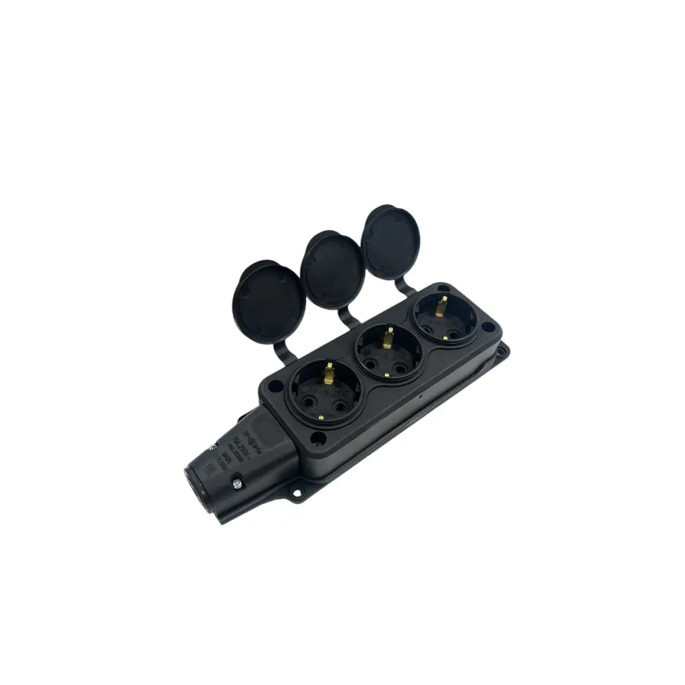 Фото 5 Удлинитель-шнур Itok i-CONNECT-COLOR-SU-KG-325-3-54-15-BLACK-OR 3x2.5 15 м 3 розетки 3500 Вт с заземлением IP54 цвет черно-оранжевый