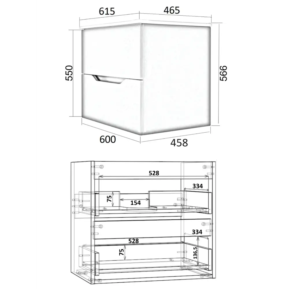 Фото 8 Тумба с раковиной Topline FLIPTU60W-3610W подвесная 60 см цвет белый матовый