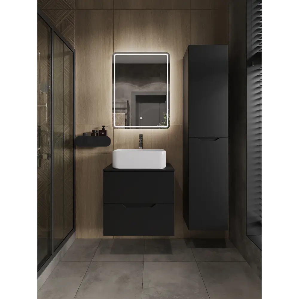 Фото 4 Тумба для ванной Topline FLIPTUS60B подвесная 60 столешница МДФ цвет матовый черный Фото 4 Тумба для ванной Topline FLIPTUS60B подвесная 60 столешница МДФ цвет матовый черный