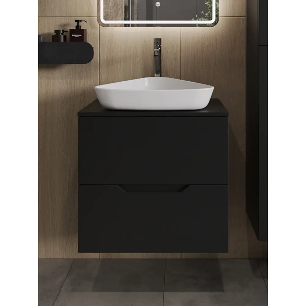 Фото Тумба с раковиной Topline FLIPTUS60B-7500W подвесная 60 см цвет черный/белый