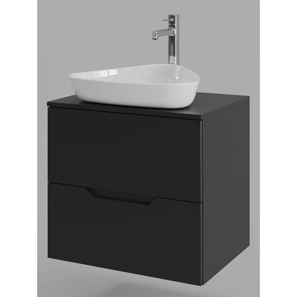 Фото 4 Тумба с раковиной Topline FLIPTUS60B-7500W подвесная 60 см цвет черный/белый