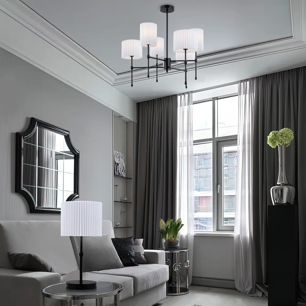 Фото 4 Люстра на штанге умная Eurosvet 60162/6 A065662 6 ламп 11 м² цвет черный/белый Фото 4 Люстра на штанге умная Eurosvet 60162/6 A065662 6 ламп 11 м² цвет черный/белый