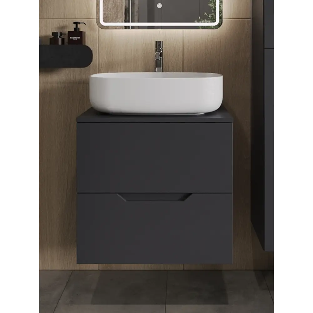 Фото Тумба с раковиной Topline FLIPTUS60G-7540W подвесная 60 см цвет графит/белый Фото Тумба с раковиной Topline FLIPTUS60G-7540W подвесная 60 см цвет графит/белый