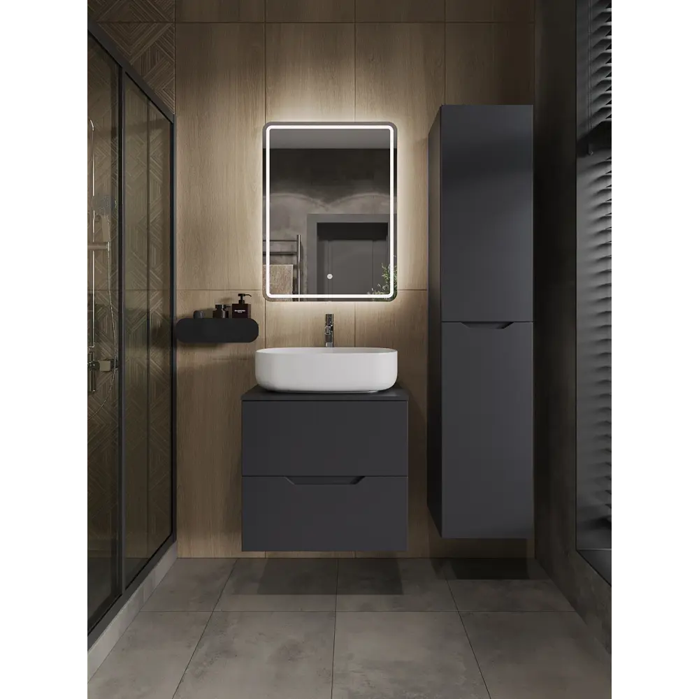 Фото 3 Тумба с раковиной Topline FLIPTUS60G-7540W подвесная 60 см цвет графит/белый Фото 3 Тумба с раковиной Topline FLIPTUS60G-7540W подвесная 60 см цвет графит/белый