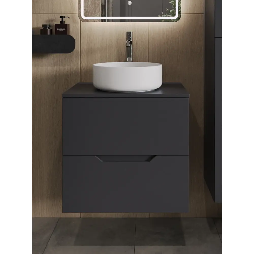 Фото Тумба с раковиной Topline FLIPTUS60G-9360W подвесная 60 см цвет графит/белый Фото Тумба с раковиной Topline FLIPTUS60G-9360W подвесная 60 см цвет графит/белый