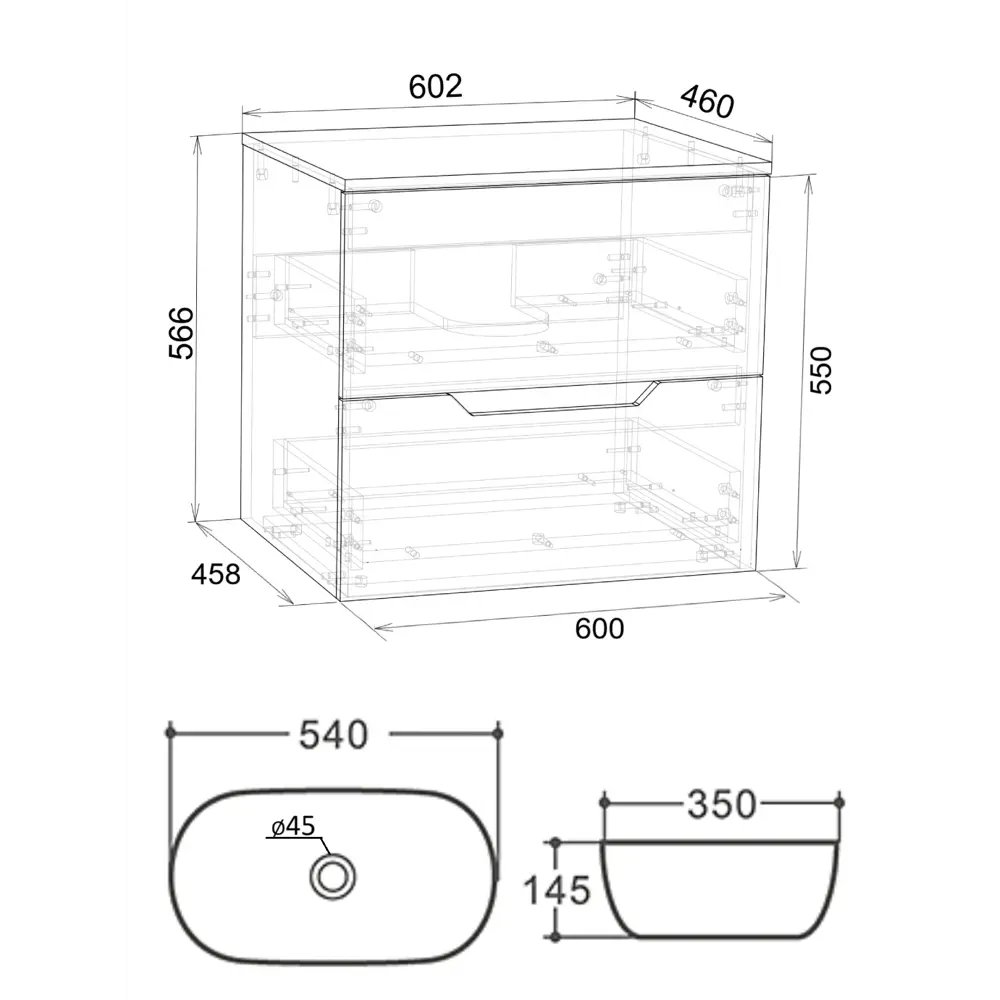 Фото 5 Тумба с раковиной Topline FLIPTUS60G-7540W подвесная 60 см цвет графит/белый Фото 5 Тумба с раковиной Topline FLIPTUS60G-7540W подвесная 60 см цвет графит/белый
