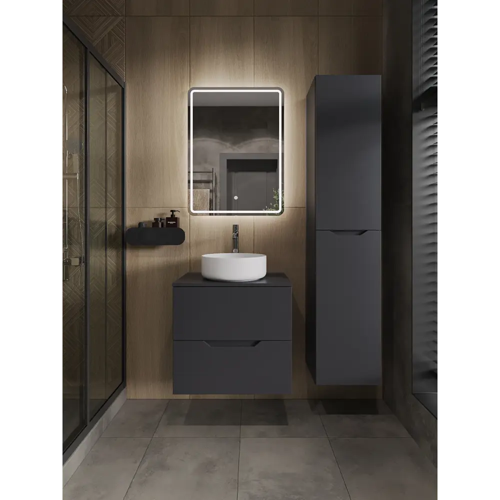 Фото 3 Тумба с раковиной Topline FLIPTUS60G-9360W подвесная 60 см цвет графит/белый Фото 3 Тумба с раковиной Topline FLIPTUS60G-9360W подвесная 60 см цвет графит/белый