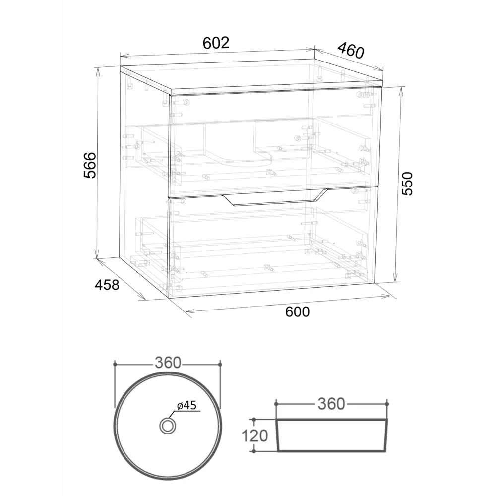 Фото 5 Тумба с раковиной Topline FLIPTUS60G-9360W подвесная 60 см цвет графит/белый Фото 5 Тумба с раковиной Topline FLIPTUS60G-9360W подвесная 60 см цвет графит/белый