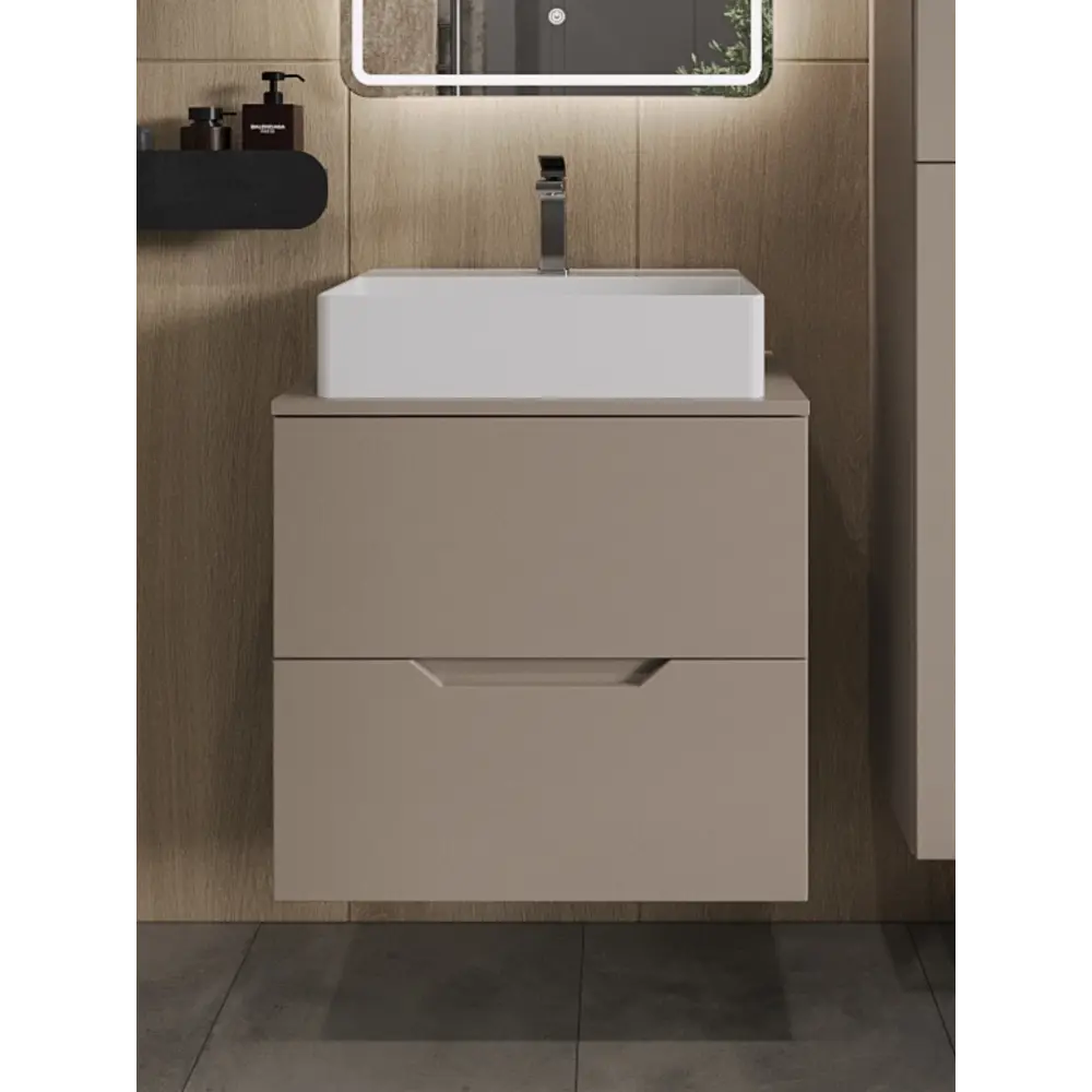 Фото Тумба с раковиной Topline FLIPTUS60L-4500W подвесная 60 см цвет латте/белый Фото Тумба с раковиной Topline FLIPTUS60L-4500W подвесная 60 см цвет латте/белый