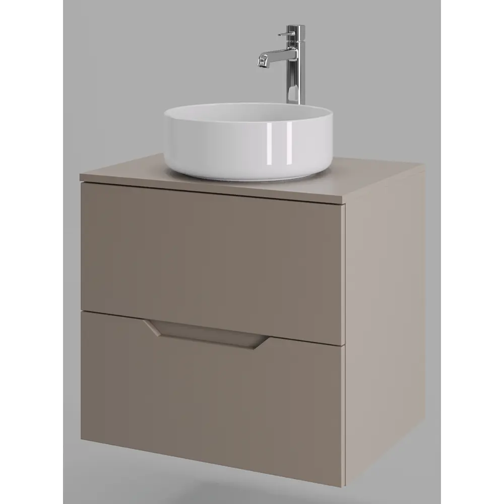 Фото 4 Тумба с раковиной Topline FLIPTUS60L-9360W подвесная 60 см цвет латте/белый