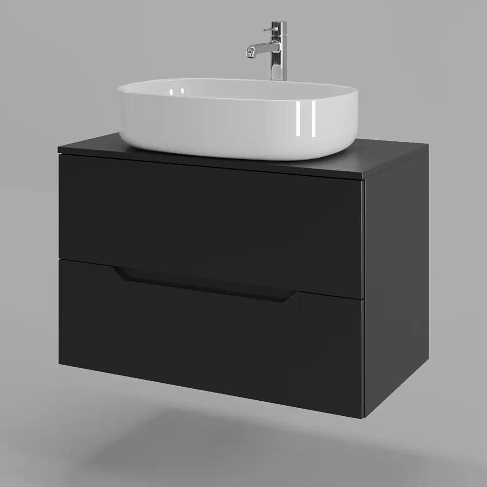 Фото 4 Тумба с раковиной подвесная Topline FLIPTUS80B-4600W 80 см цвет черный/белый