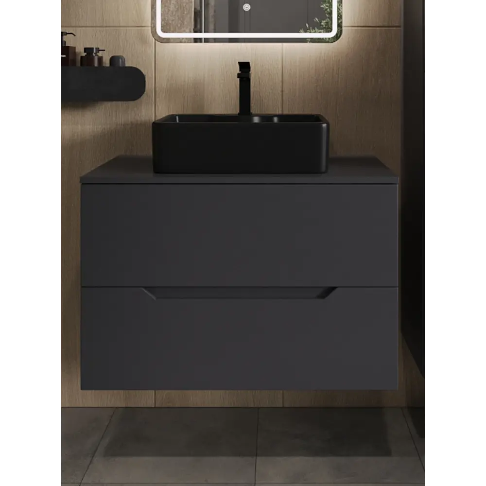 Фото Тумба с раковиной подвесная Topline FLIPTUS80G-1475B 80 см цвет графит матовый Фото Тумба с раковиной подвесная Topline FLIPTUS80G-1475B 80 см цвет графит матовый