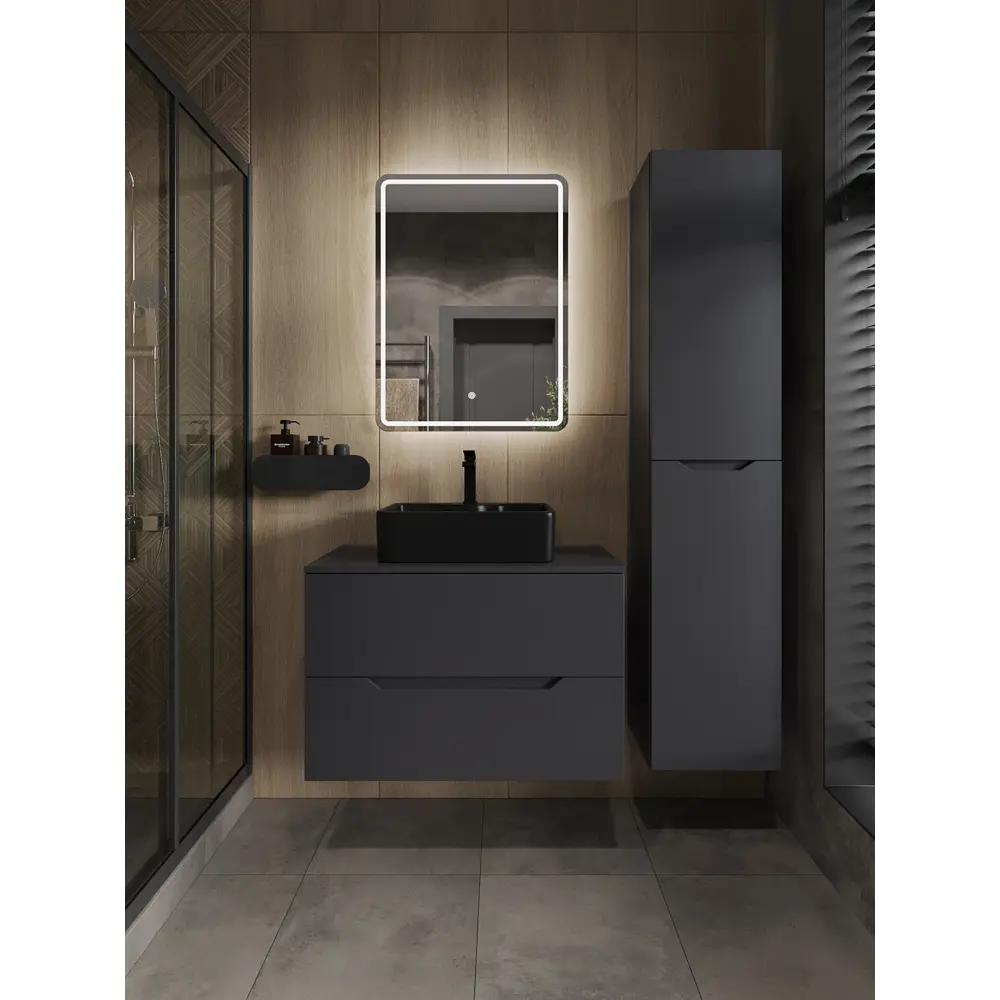 Фото 3 Тумба с раковиной подвесная Topline FLIPTUS80G-1475B 80 см цвет графит матовый Фото 3 Тумба с раковиной подвесная Topline FLIPTUS80G-1475B 80 см цвет графит матовый