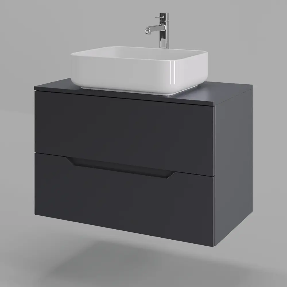 Фото 4 Тумба с раковиной подвесная Topline FLIPTUS80G-5500W 80 см цвет графит матовый